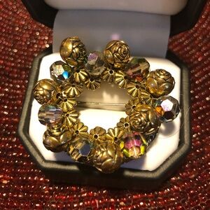 Vintage Crystal Circle Brooch Pin